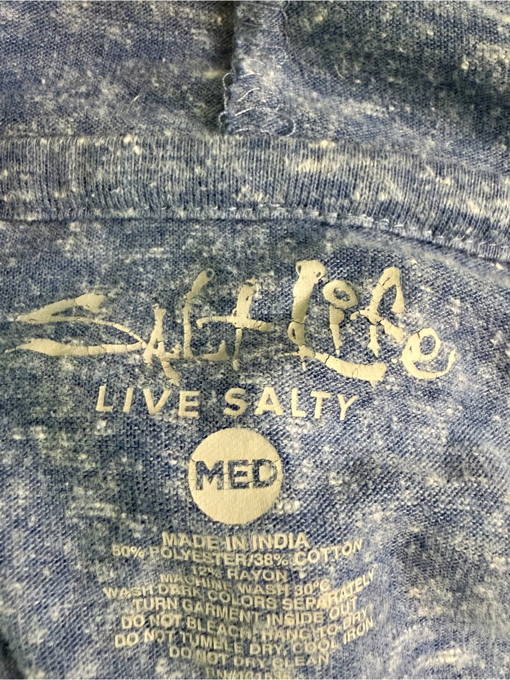 Salt‎ Life Live Salty Hooded Long Sleeve T-Shirt Blue Heather Men’s Medium - Picture 4 of 4